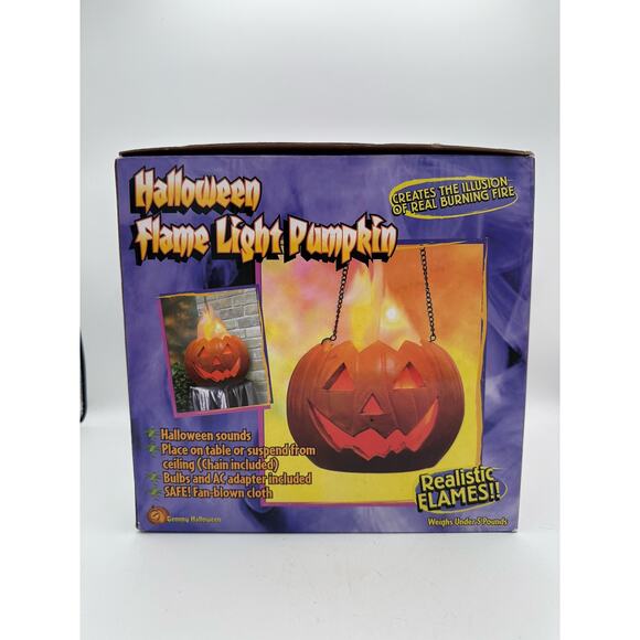 Vintage Gemmy Halloween Flame Light and Sounds Pumpkin 2002 With Box - Picture 15 of 16